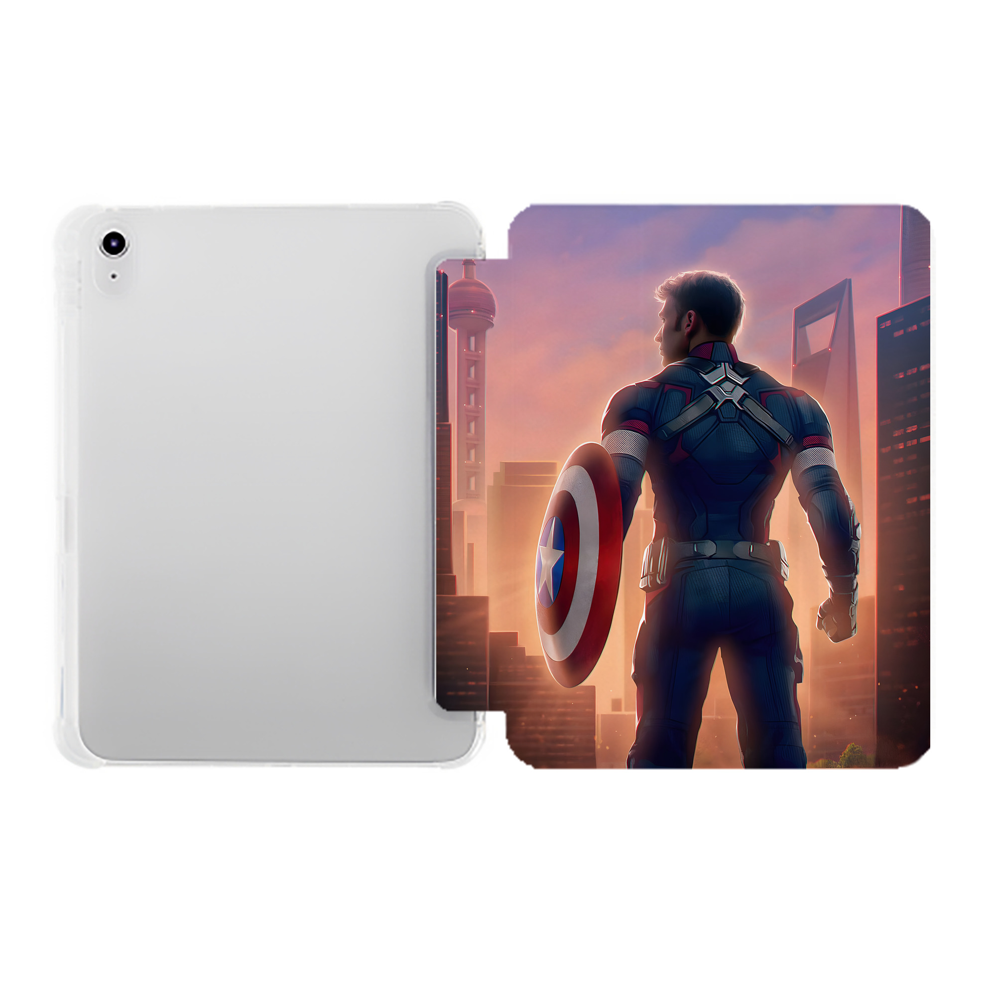 （画像用） アベンジャーズ The Avengers IPad ケース ペン収納付き 三つ折りスタンド PUレザー×シリコン 対応機種9.5/10.5/10.9インチ